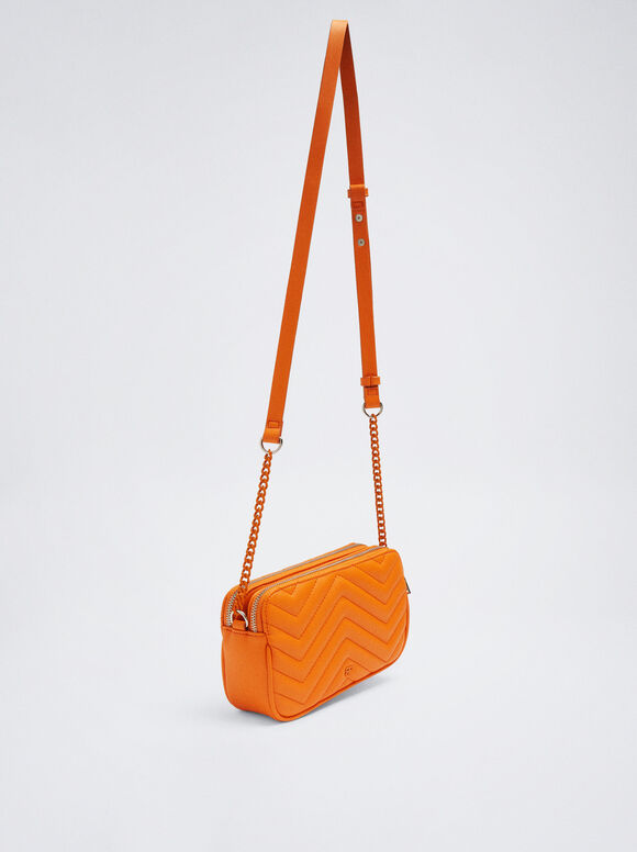 Bolsa matelassada com corrente - Laranja