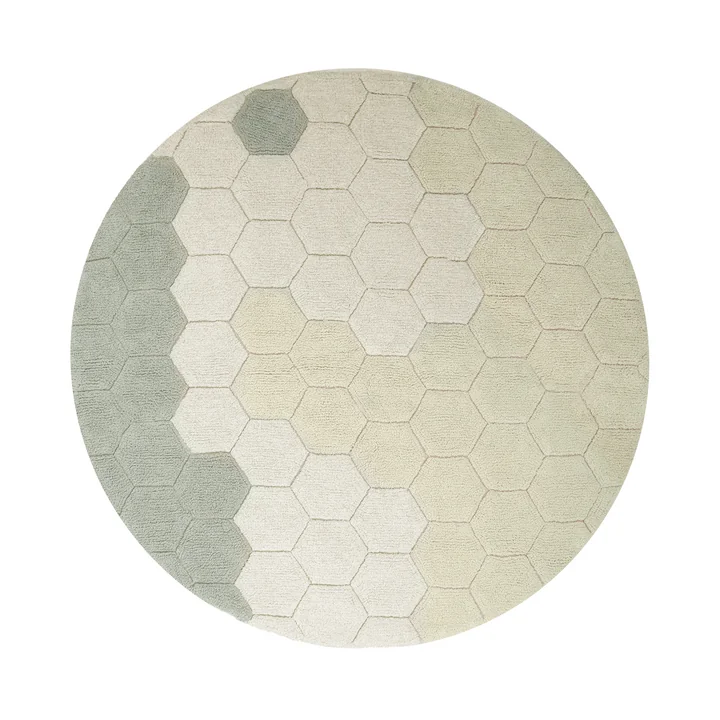 Lorena Canals - Honeycomb waschbarer Teppich, Ø 140 cm, blue sage / ivory / hellblau