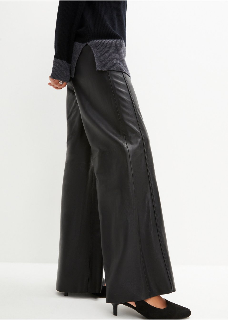 Pantalon large en cuir d'agneau nappa