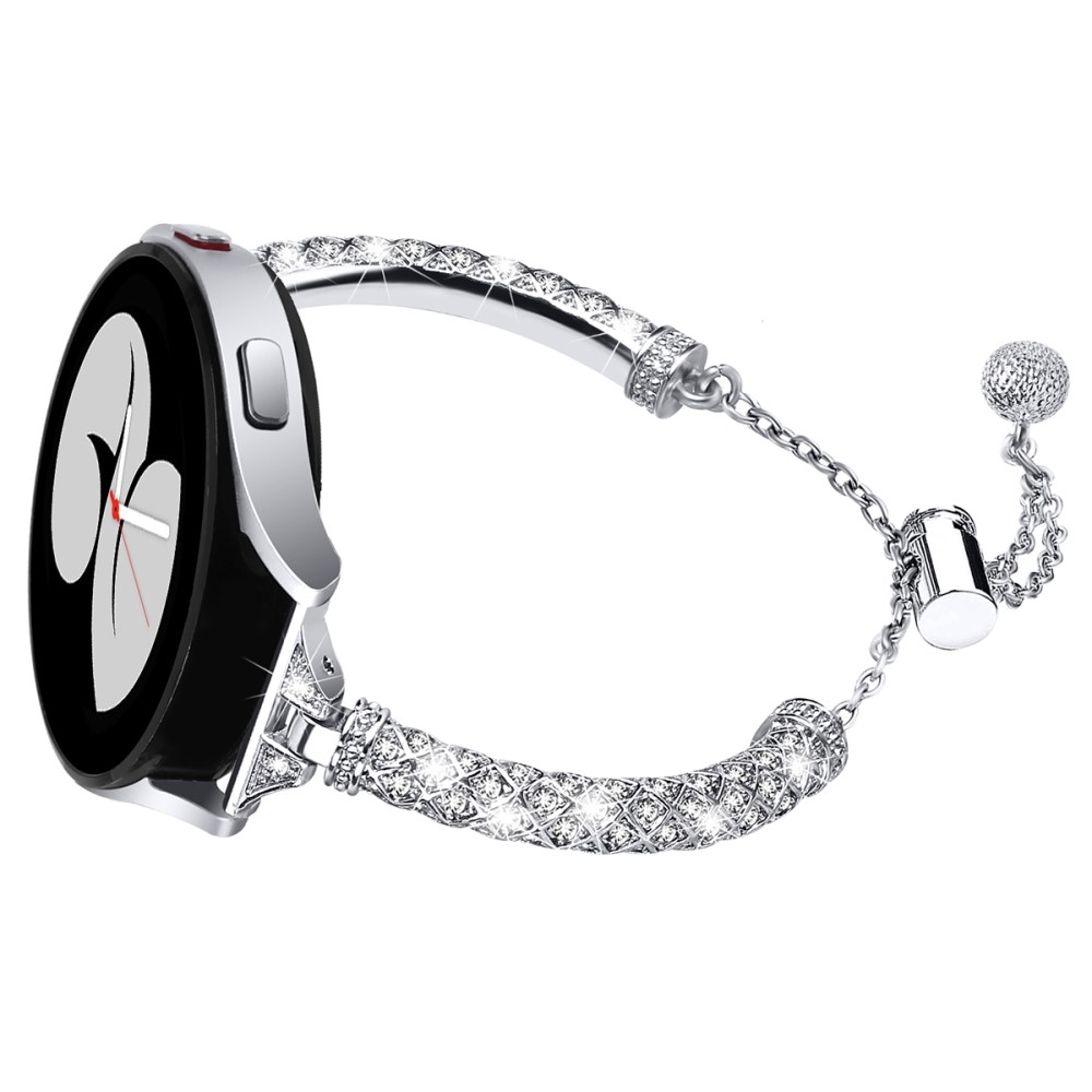 Samsung Galaxy Watch 4 Classic (46mm) Strassstein Armreif Edelstahl Schmuckarmband (Gelenkumfang: 160-220mm) - Silber