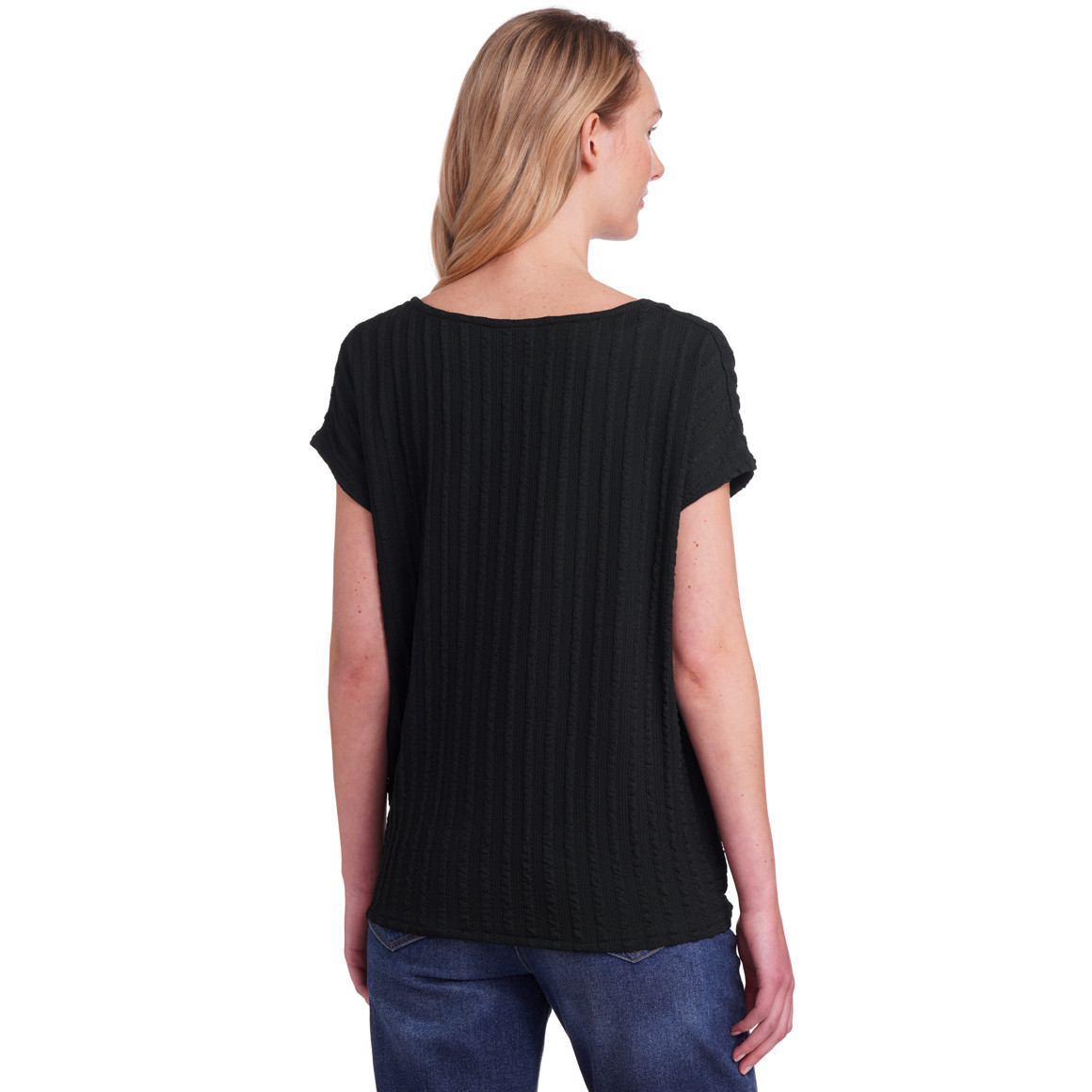 Gina Benotti Damen T-Shirt mit Strukturmuster schwarz