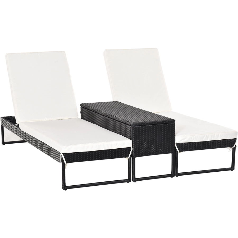 Outsunny Möbelsets mit Sitzkissen weiß, schwarz