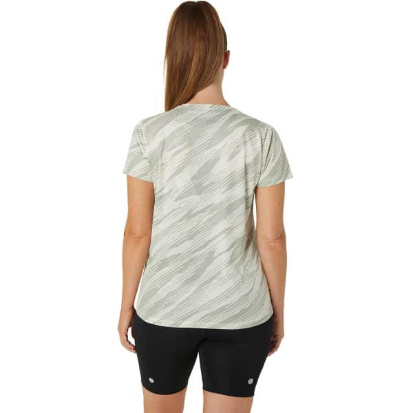 T-shirt running ASICS CORE ALL OVER PRINT SS TOP W BIRCH/OLIVE GREY