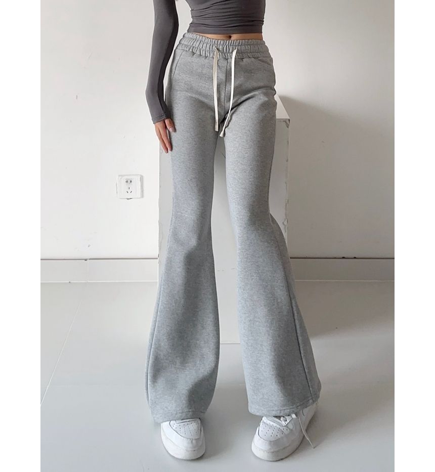 Ulark - High Rise Plain Flared Sweatpants