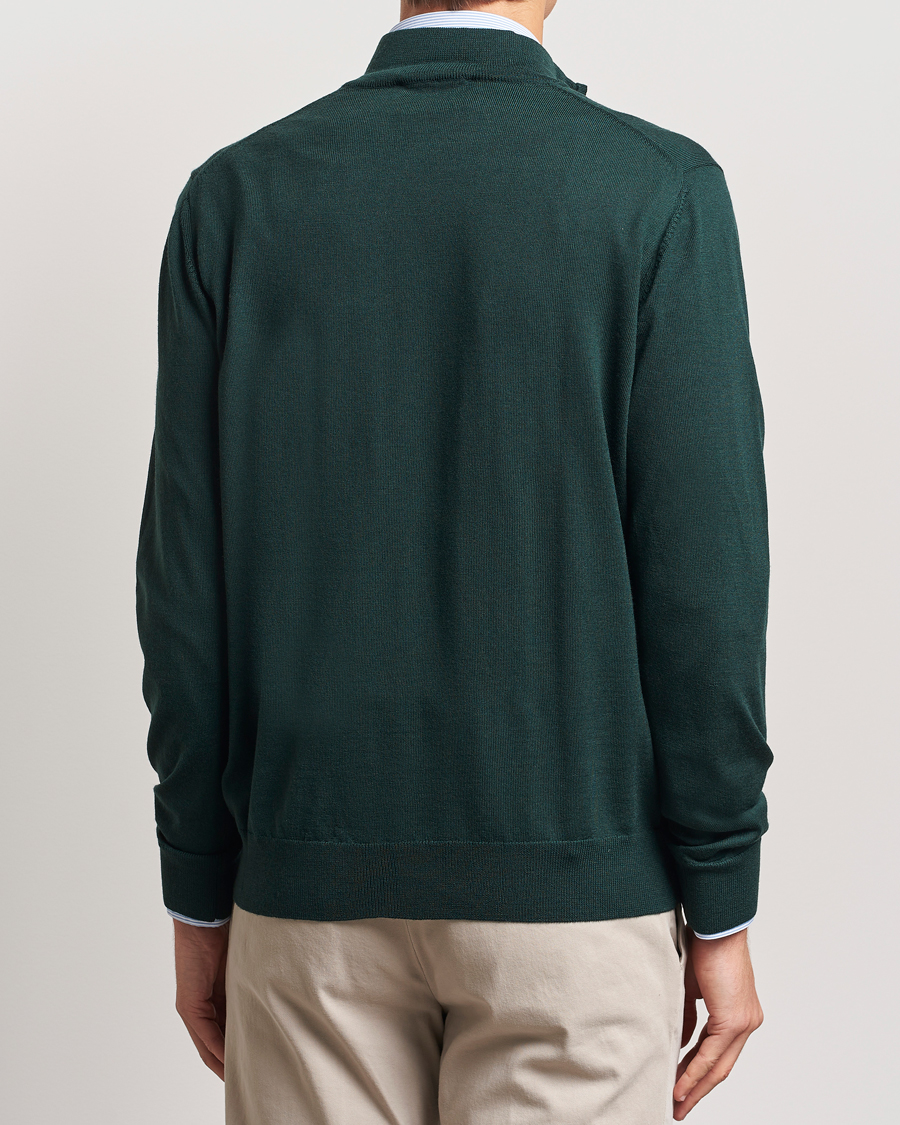 Charles Tyrwhitt Pure Merino Zip Neck Jumper Forest Green