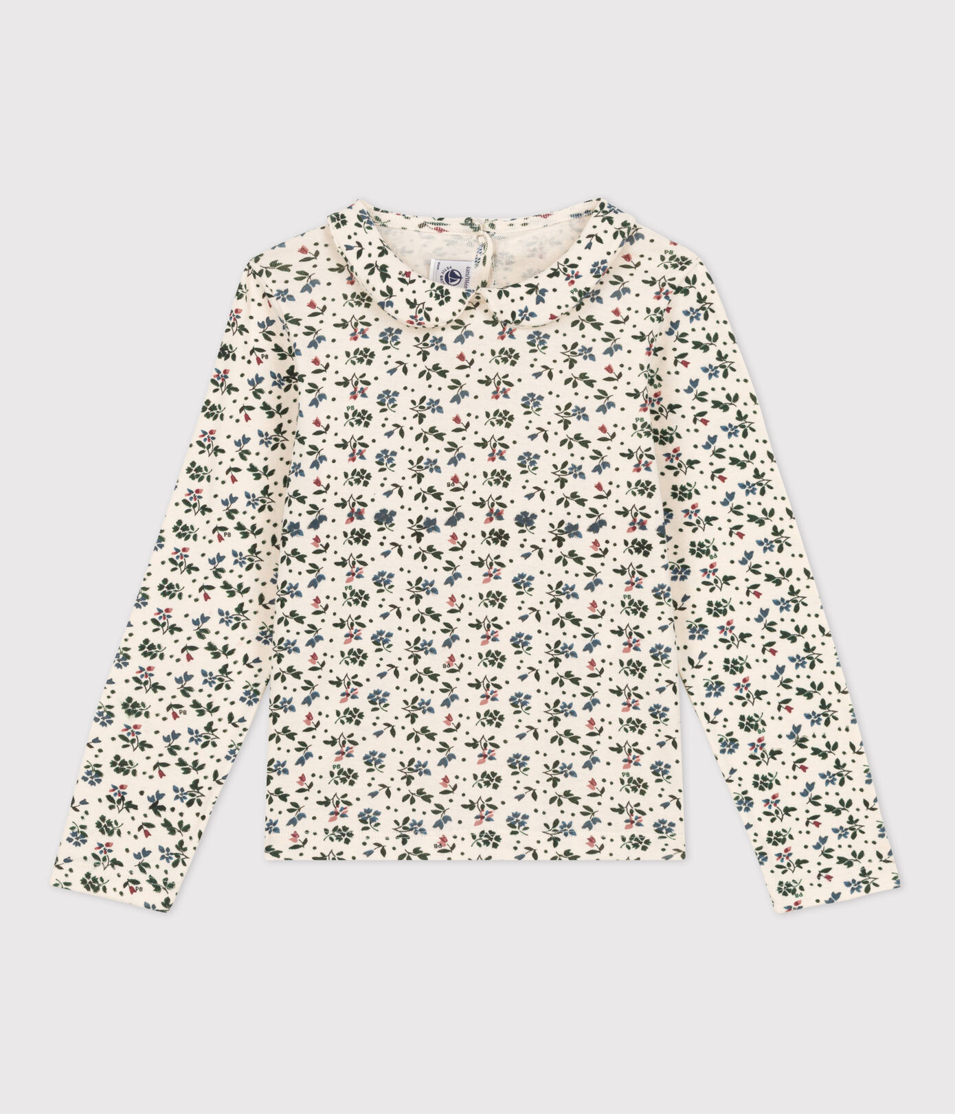 Tee-shirt fleuri à manches longues en coton enfant fille