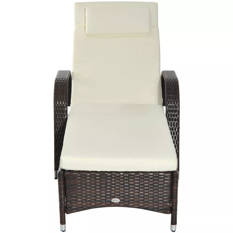 Outsunny Mobile Rattanliege für den Garten kaffeebraun, creme