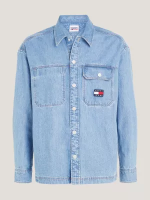 Sobretudo casual essencial em jeans desbotado