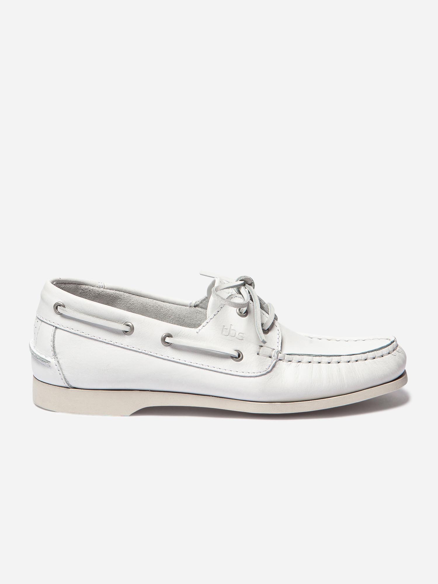 Chaussures Bateau Femme Cuir Blanc