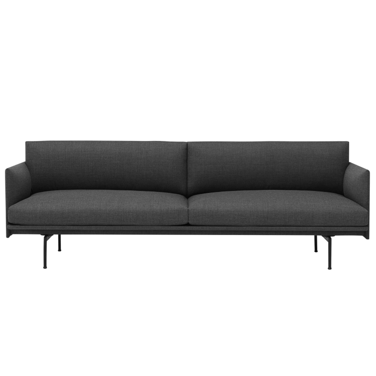 Muuto Outline bank 3-zits Remix 163, onderstel zwart