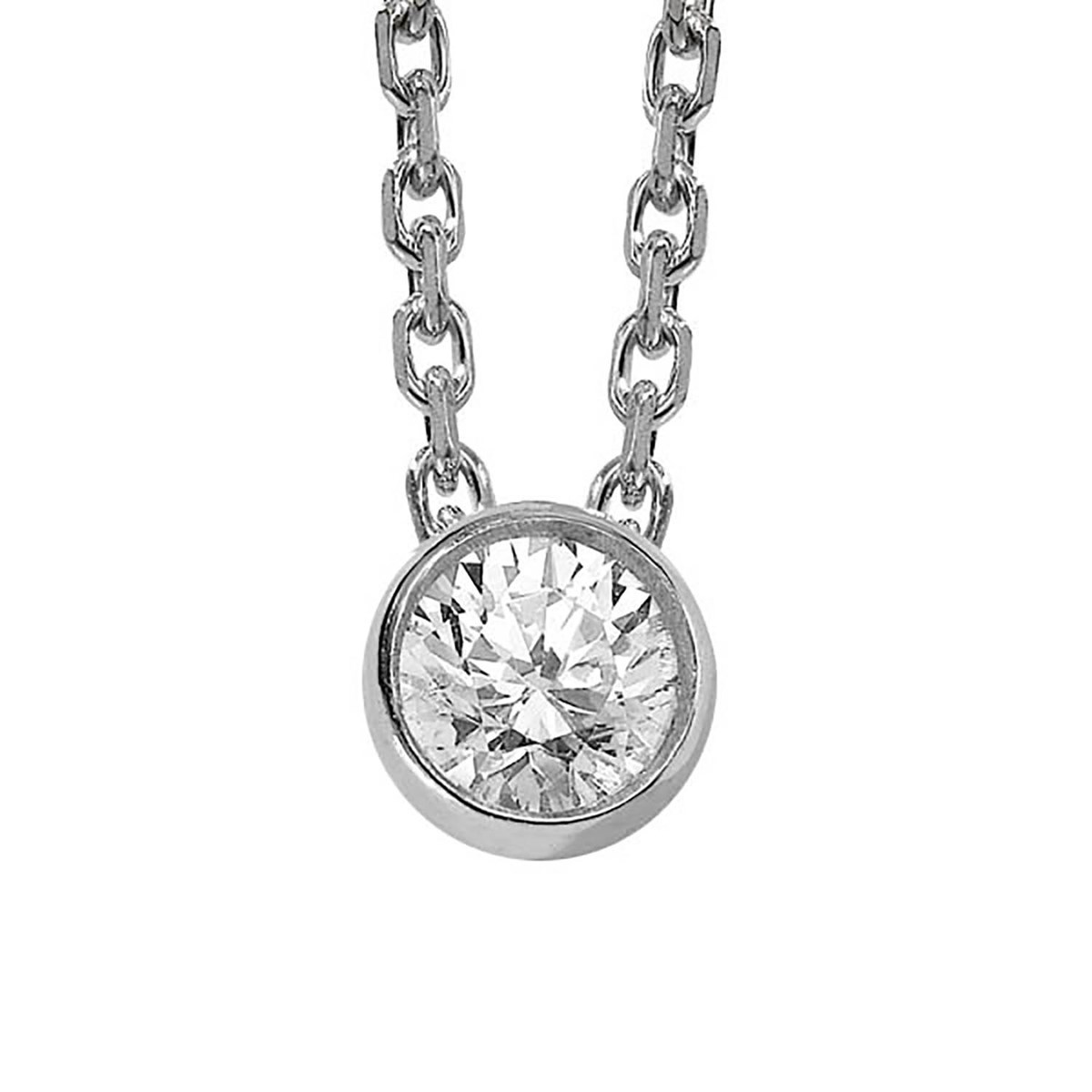 Collier Brillaxis diamant serti clos 0.08ct or gris
