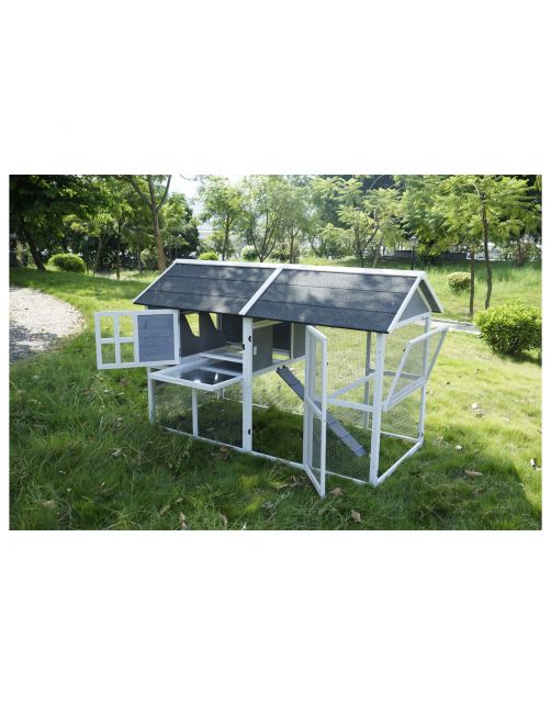 Adori Kippenhok Finn - Dierenverblijf - 211.5x105.5x136 cm Lichtgrijs Wit