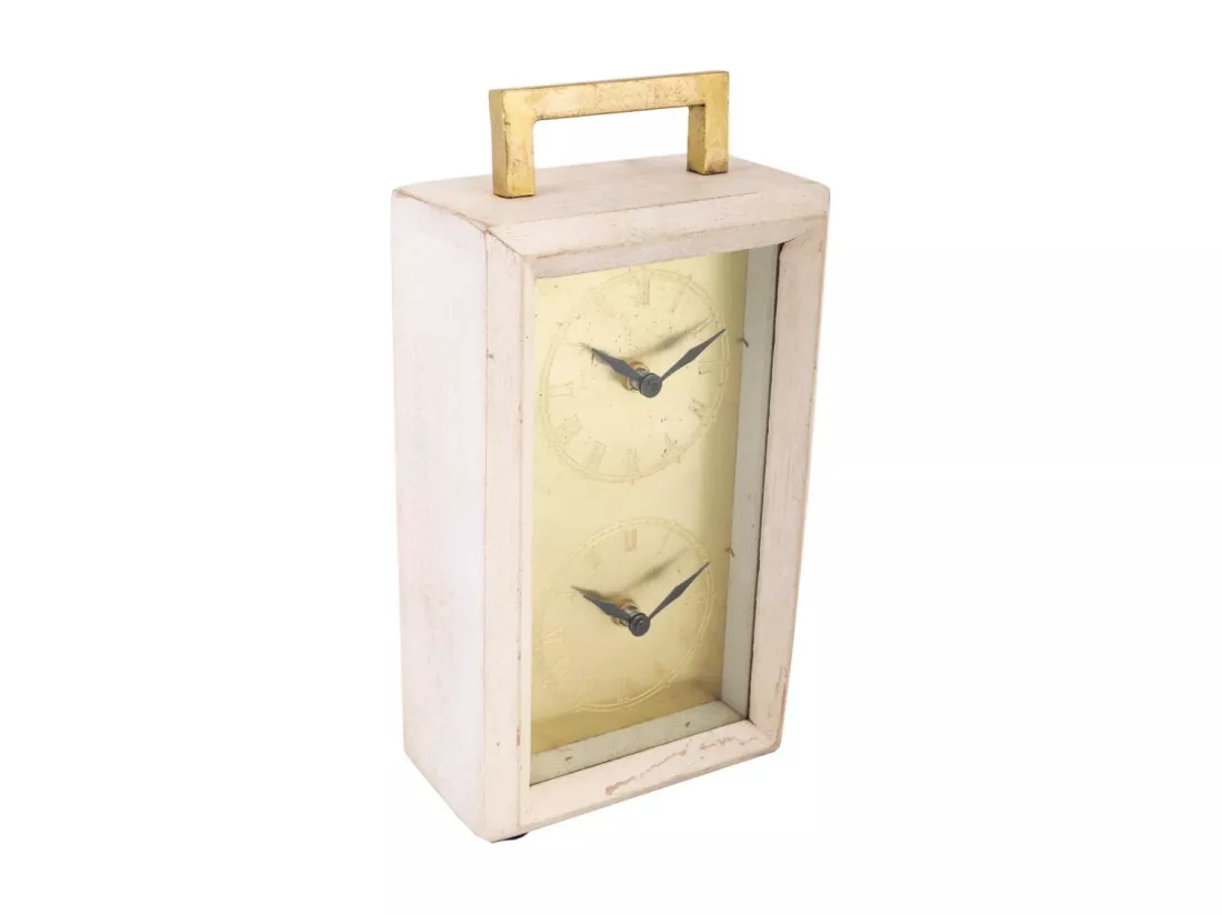 Horloge en bois et métal 15x9x30h