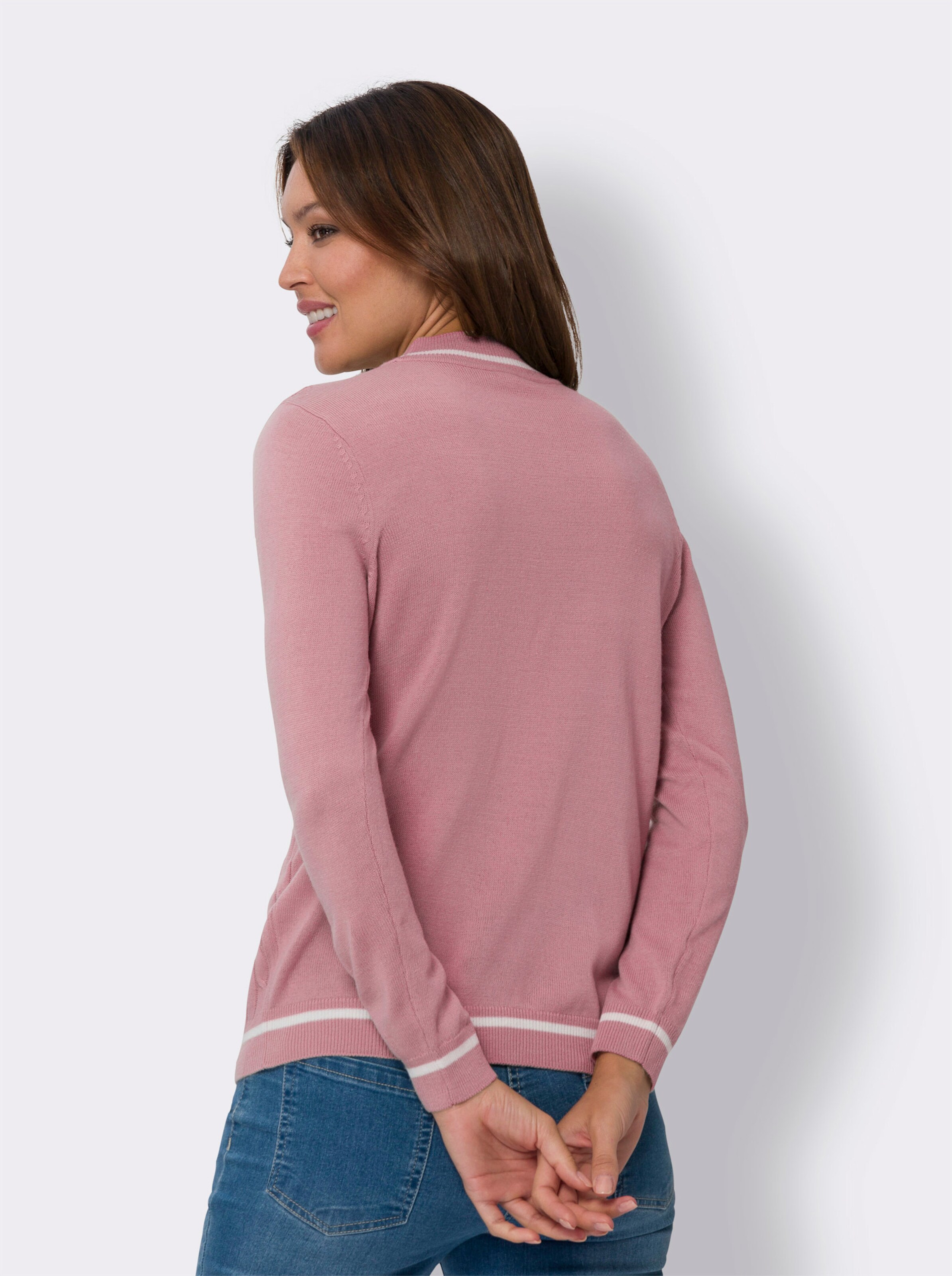 Stehkragenpullover mit Zopfmuster