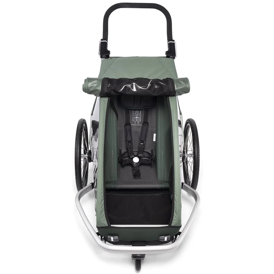 CROOZER Kinderfahrradanhänger  Kid Vaaya 1 Jungle green inklusive Fußraumschutzwanne
