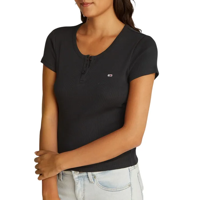 Tommy Hilfiger Slim Button Ribbed Shirt Dames