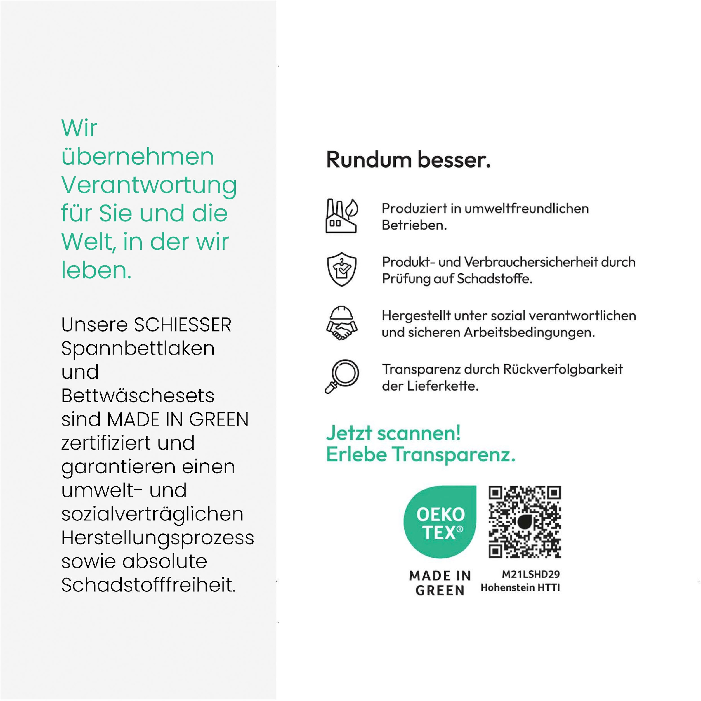 Schiesser Spannbettlaken »Jessi aus 100% Baumwolle« für Matratzen bis zu 22 cm Höhe, MADE IN GREEN by OEKO-TEX®