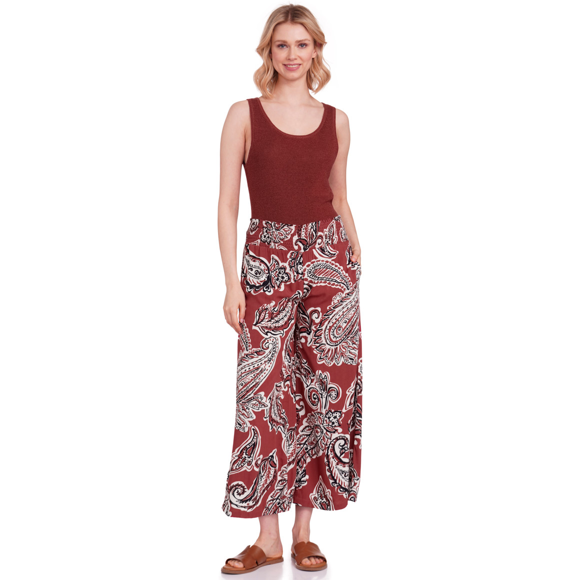 Gina Collection Damen Top mit Effektgarn dunkelrot