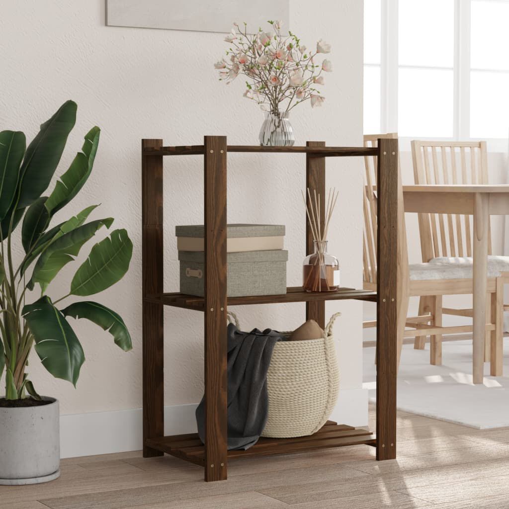 vidaXL Plank met 3 planken bruin 60x38x90 cm massief grenenhout