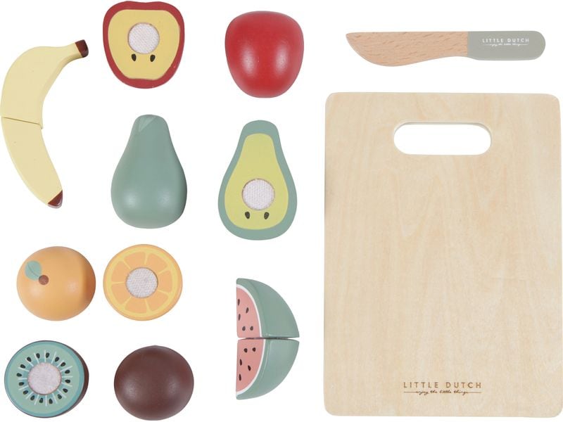 Little Dutch Spiel-Lebensmittel Obst zum schneiden Lebensmittel-Spielset aus Holz