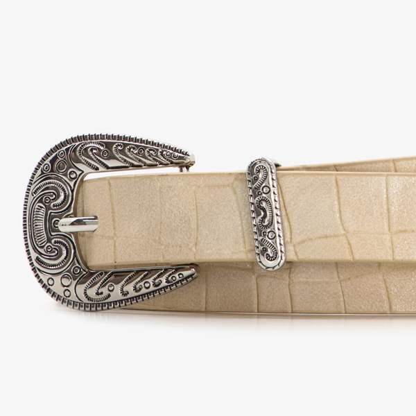 Meisjes western riem beige met croco print