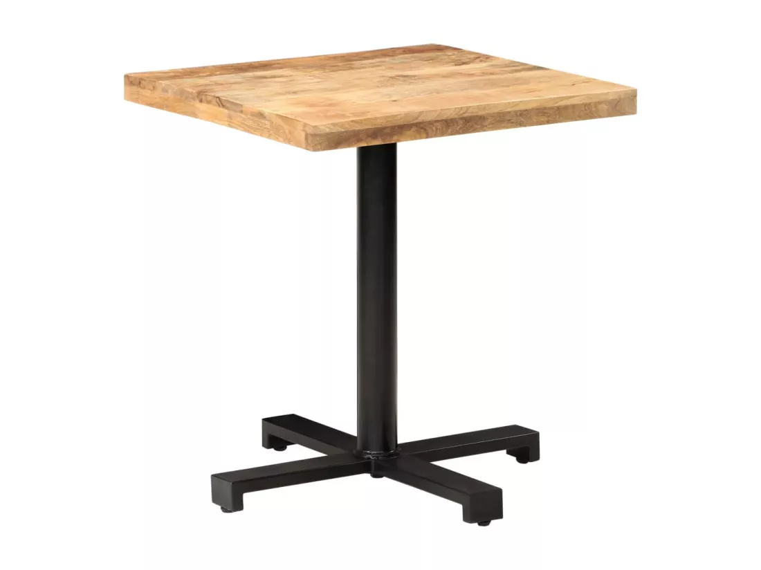 Table de bistro Carrée 70x70x75 cm Bois de manguier brut
