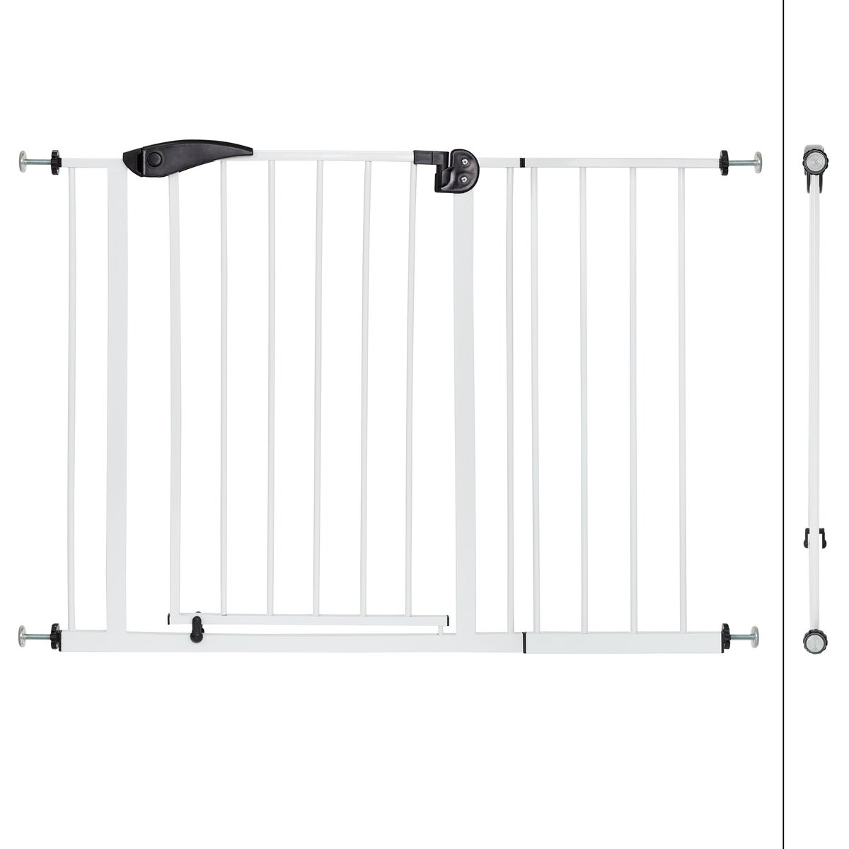 ECD Germany Veiligheidshek voor kinderen, honden en katten, 105-115 cm met 30 cm verlengstuk, geen boren nodig, wit, dubbelzijdig, zelfsluitend, metalen klemhek, traphek, slagboom