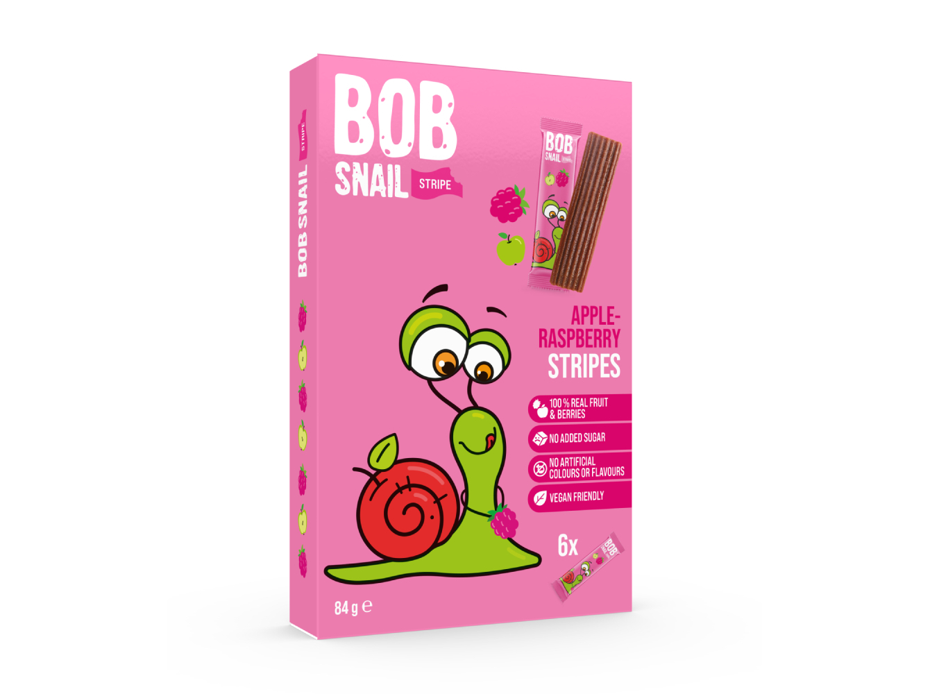 TIRAS DE FRUTA BOB SNAIL MAÇÃ E FRAMBOESA 84 G