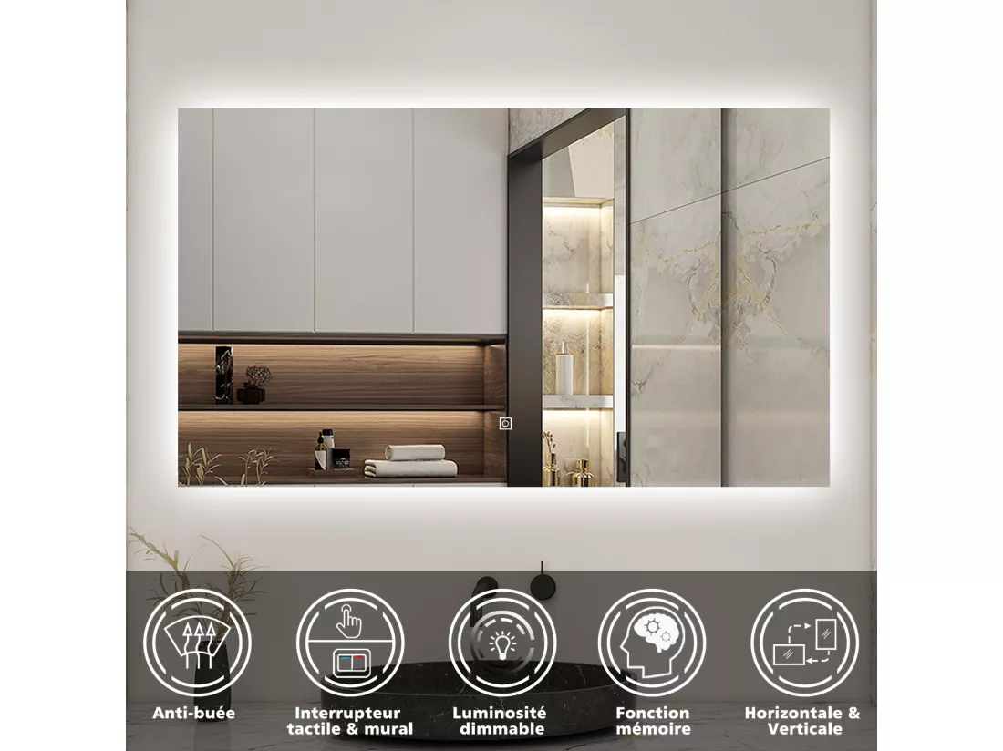 Ensemble meuble vasque L.100cm 2 tiroirs + lavabo + colonne + miroir 100cm,anthracite
