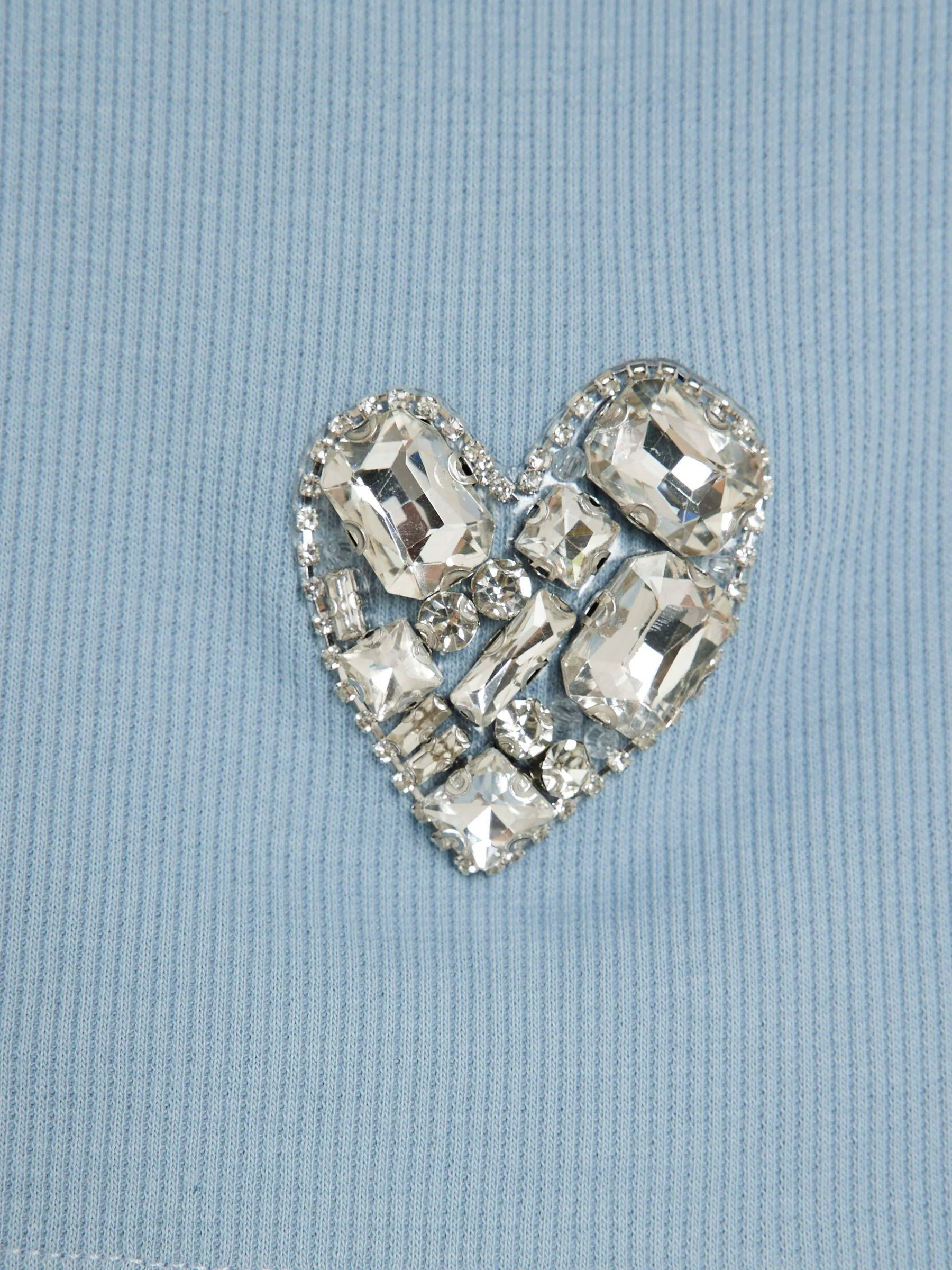 River Island Girls Ribbed Heart T-Shirt