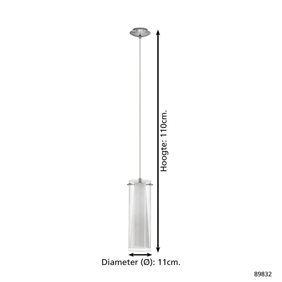 EGLOPinto-Hanglamp-1Lichts-Chroom-Helder,Wit