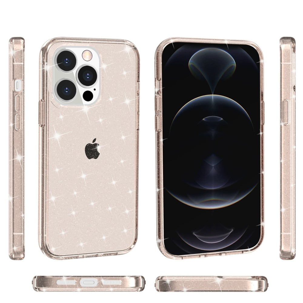 iPhone 13 Pro Hybrid Hardcase Schutzhülle im Glitzer Design - Gold / Transparent