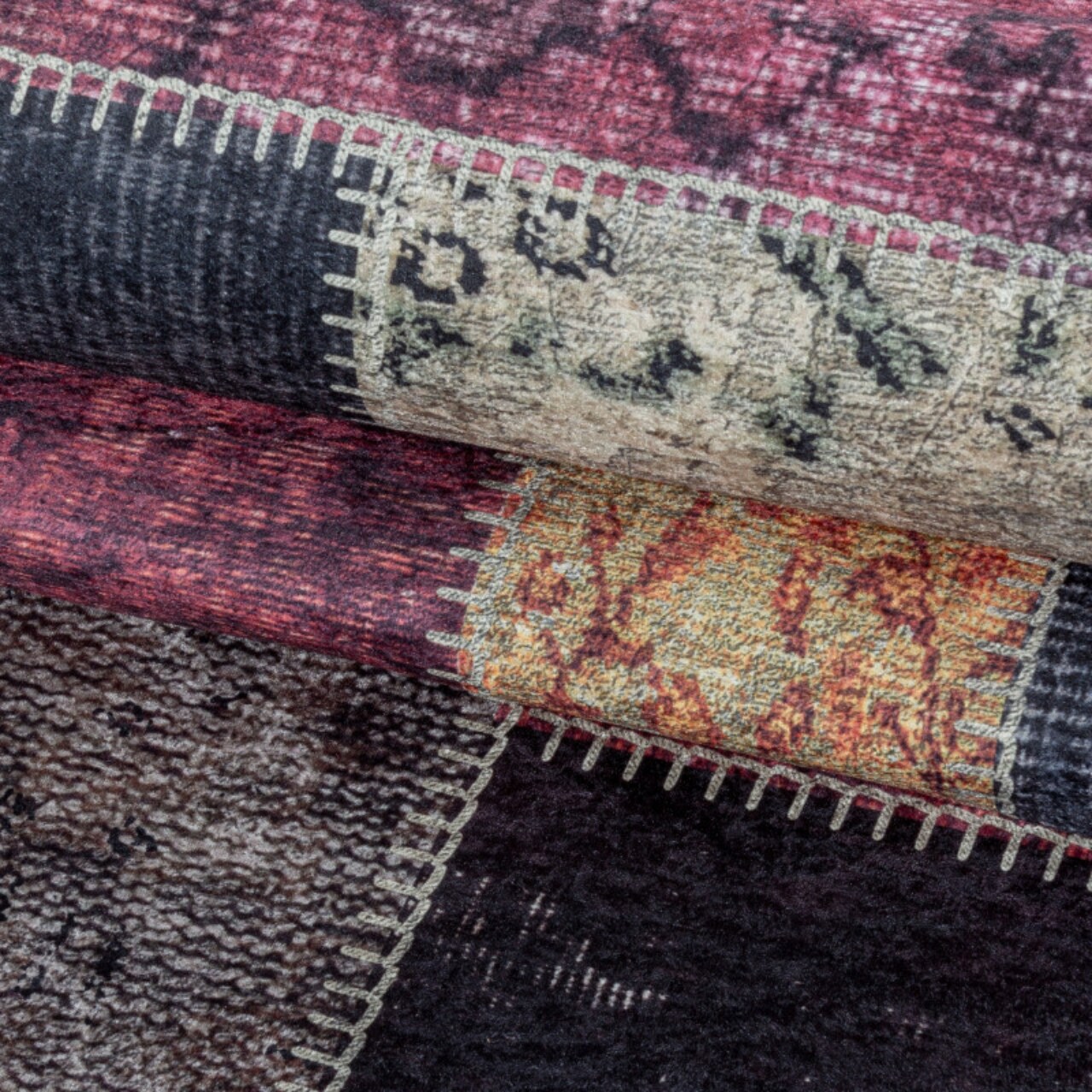 Antirutsch Vintage waschbarer teppich Wohnzimmerteppich Patchwork Mehrfarbig