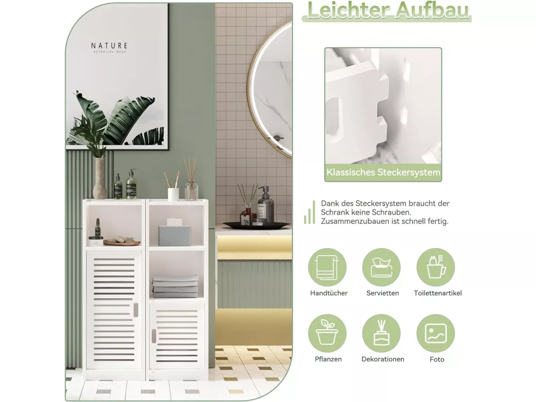 Meuble de salle de bain avec Petite porte 3 tiroirs,Meuble de Rangement avec Porte,étagère sur pied - 80x25x22cm - Blanc