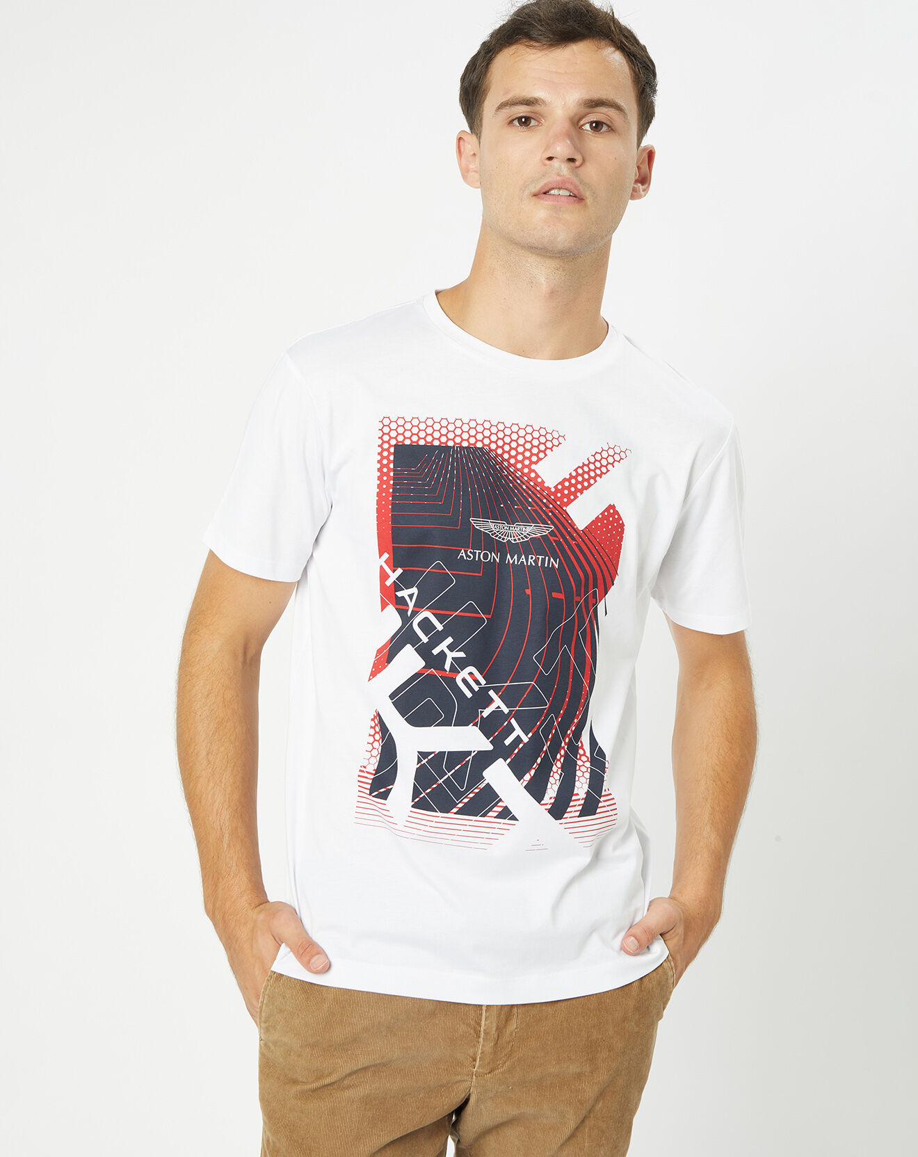 Hackett London T-Shirt Aston Martin Racing imprimé blanc