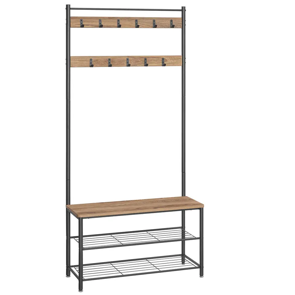 Garderoberek XL met Schoenenbank, Kapstok, H 175 cm en B 85 cm, Ashwood