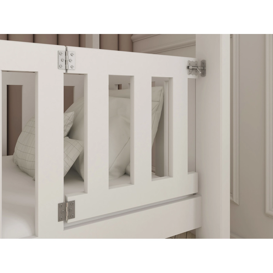 Kids Collective Hochbett 80x180 mit schließbarem Rausfallschutz Etagenbett weiß