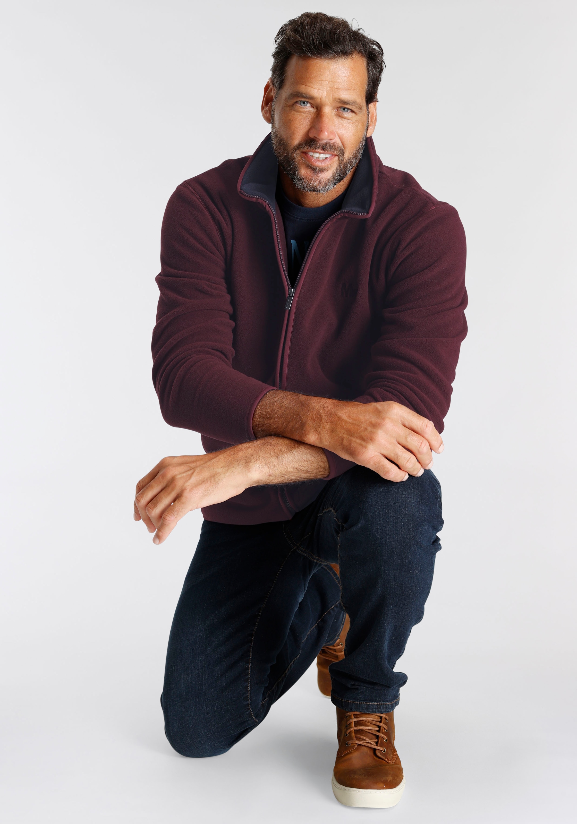 Man's World Fleecejacke für die Übergangszeit,  aus Fleece,  casual Look,  schnelltrocknend