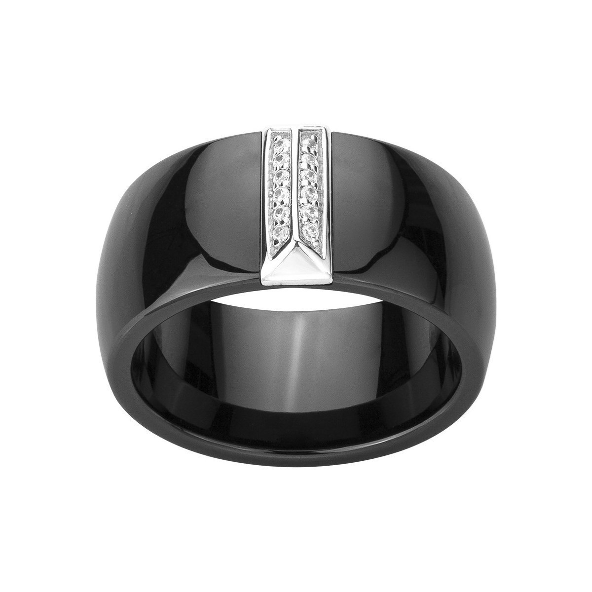 Bague en Argent 925 millièmes et céramique - blanc brillant