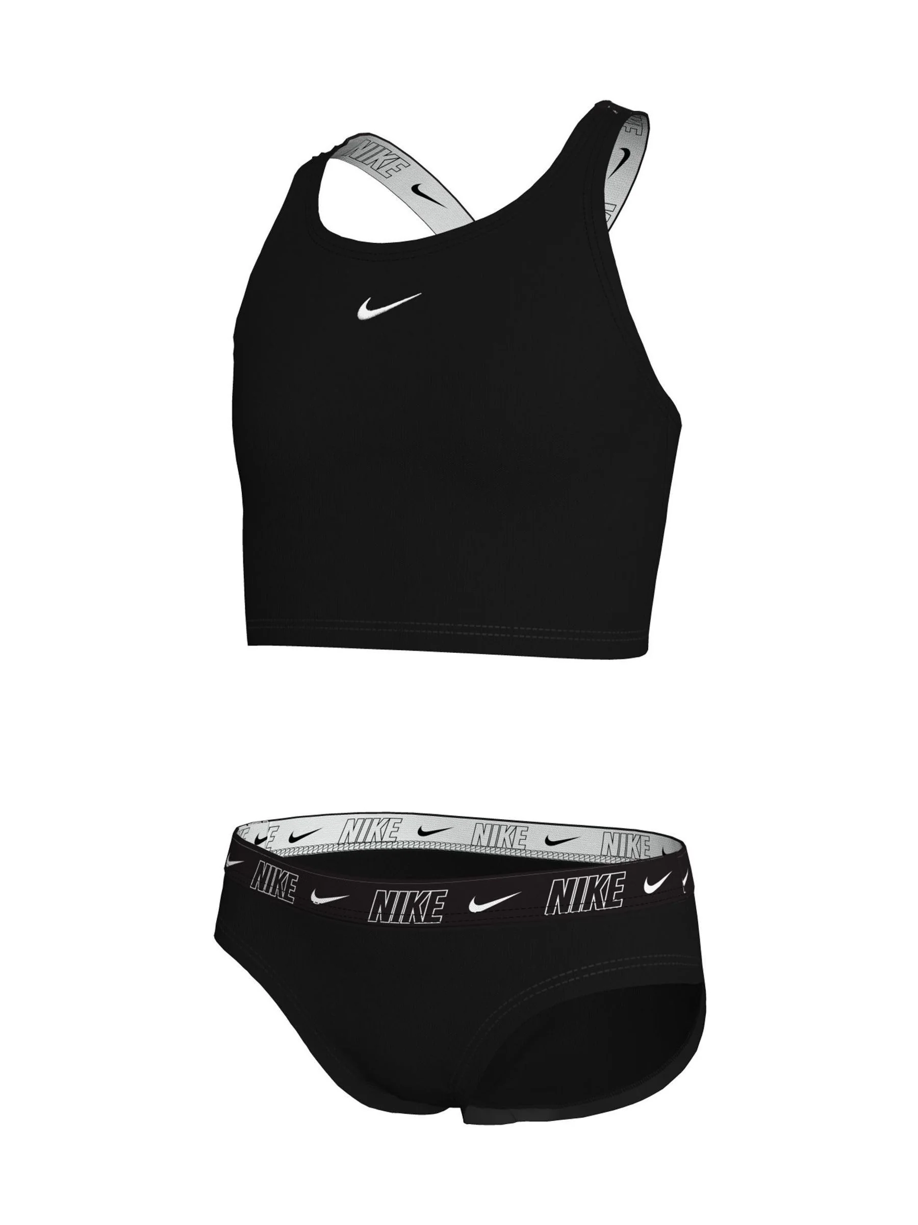 Zwart - Nike bikiniset met gekruiste bandjes en logobies
