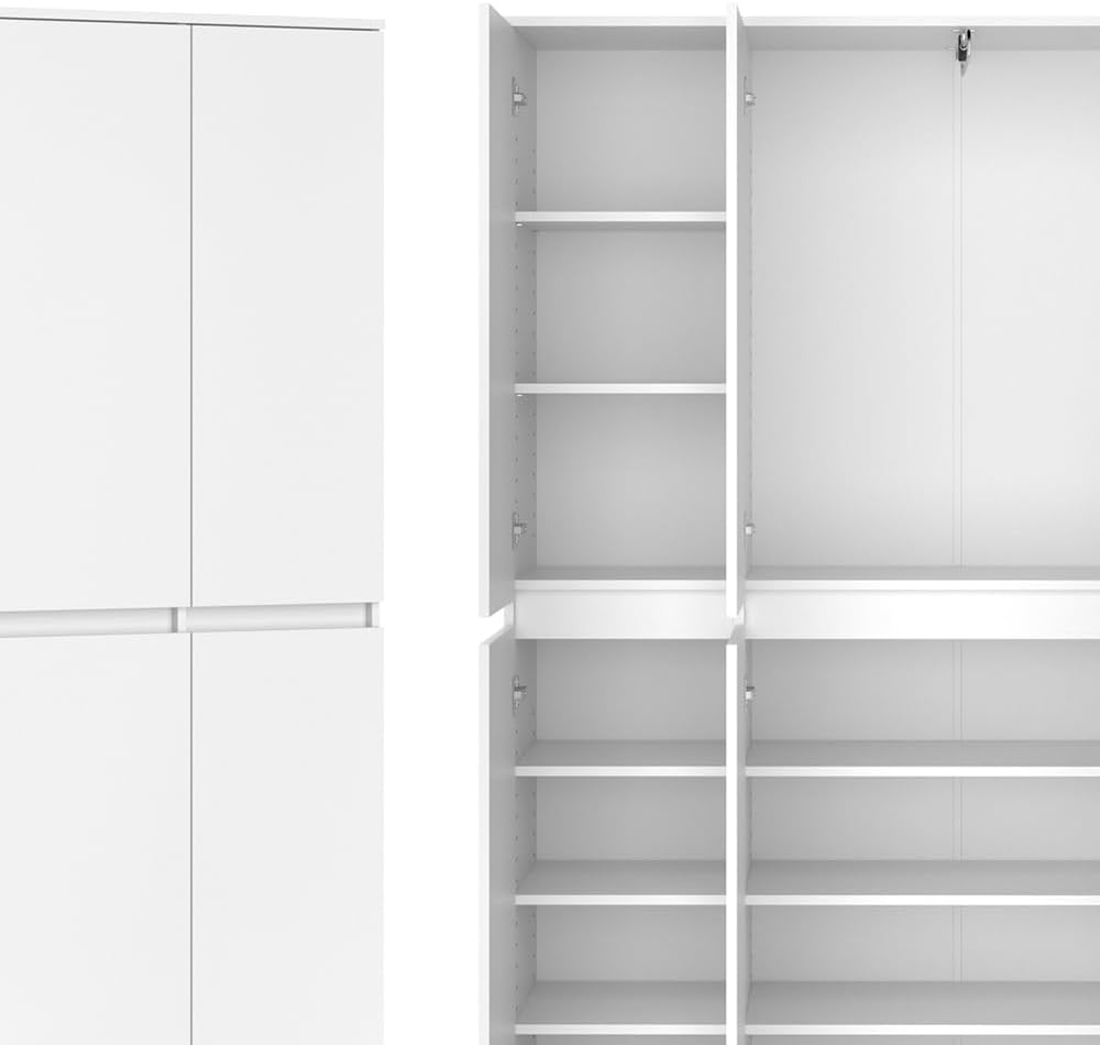 Vicco Kleiderschrank Claus, Weiß, 111 x 191.5 cm mit 6 Türen