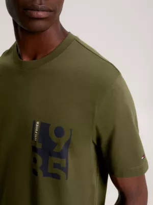 Camiseta de gola redonda com estampa de logotipo