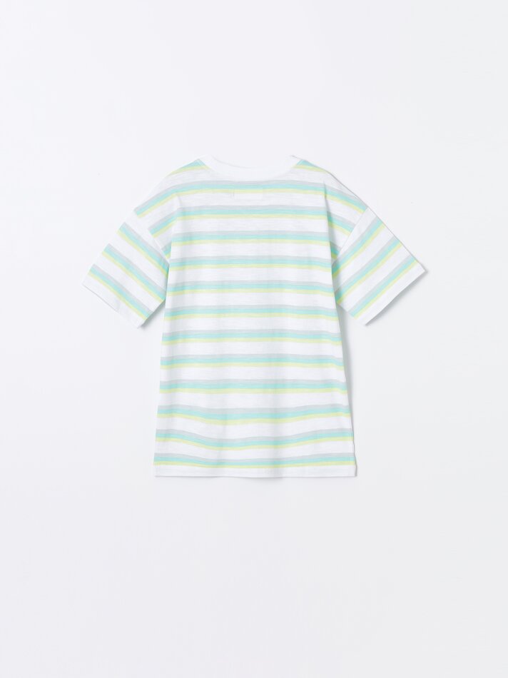 Camiseta listrada - Cinza/azul