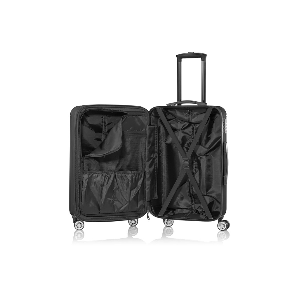 (Gr. L) 125L Sola Trolley Schalen Reisekoffer mit TSA Zahlenschloss (8887NO) - Schwarz
