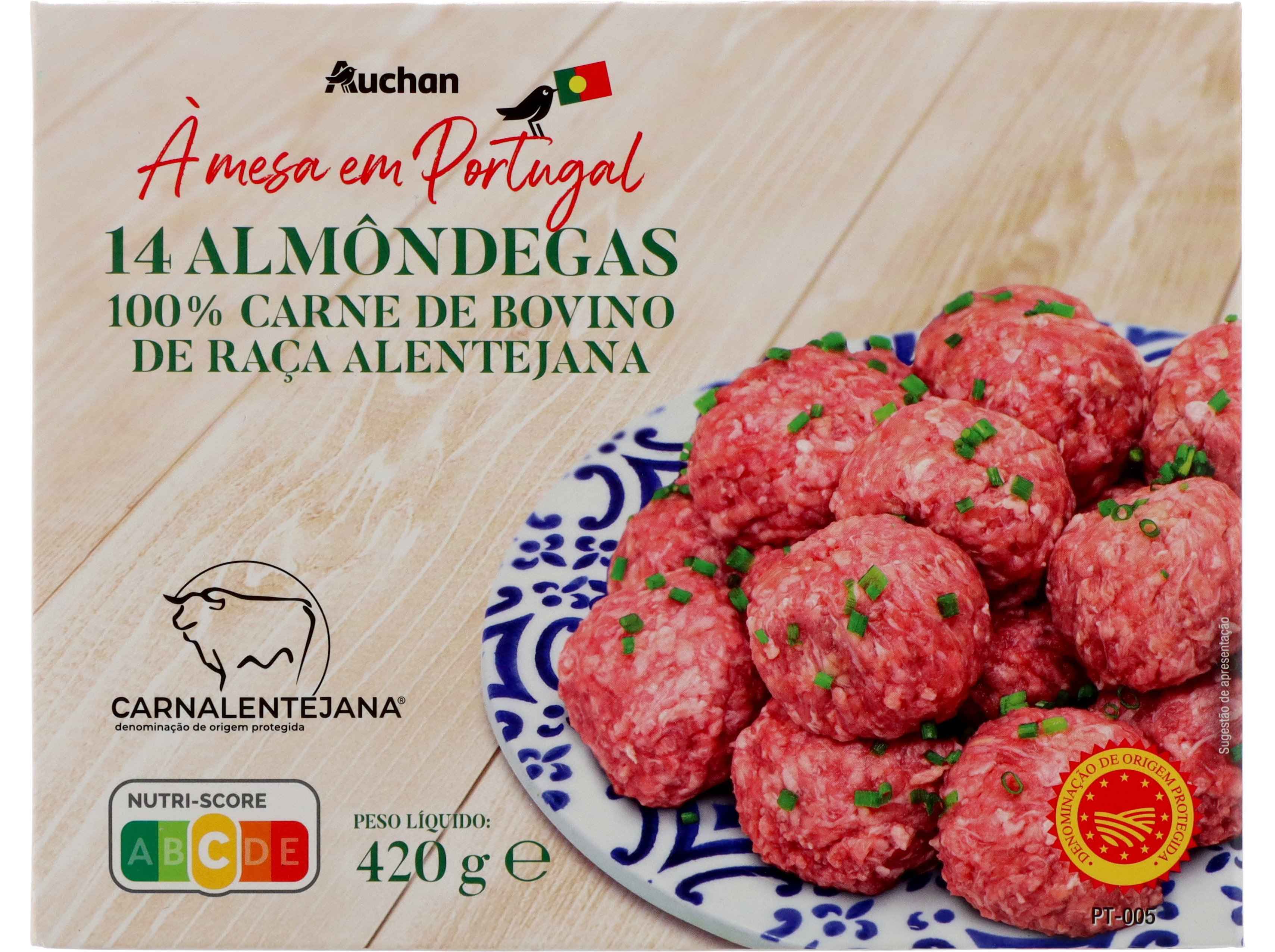 ALMÔNDEGAS DOP AUCHAN 100%BOVINO ALENTEJANO 14UN 420G