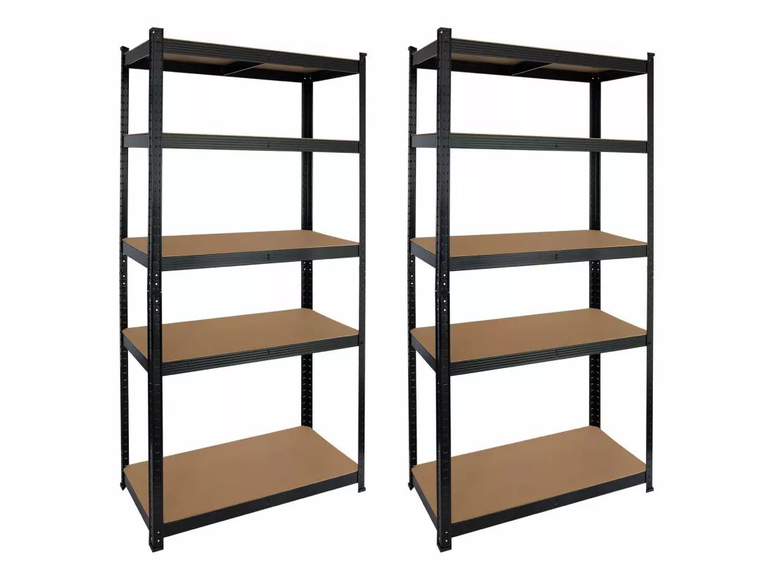 Pack 2 Rayonnages modulaires avec 5 étagères réglables 180x90x40cm 875Kg O91