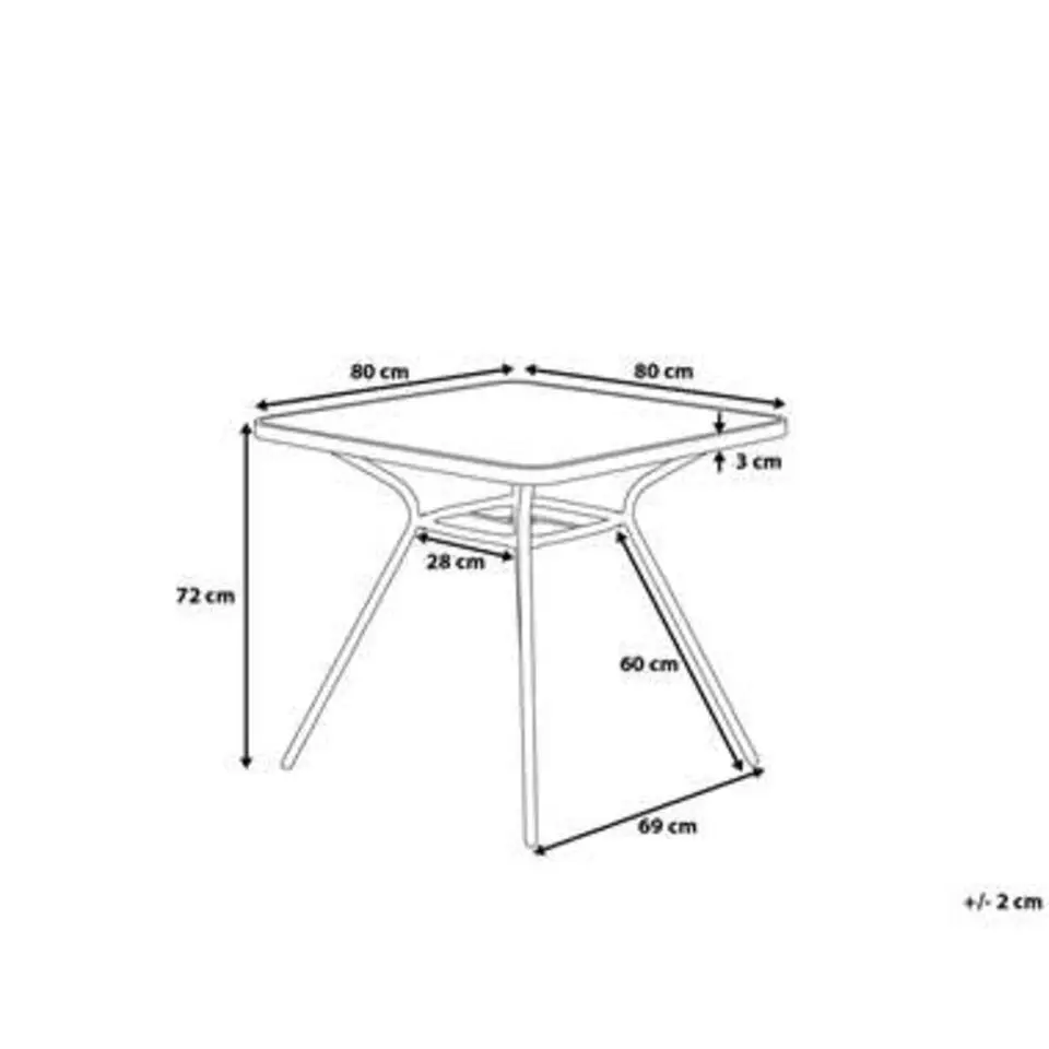 LIVO - Tuintafel - Zwart - 80 x 80 cm - Staal