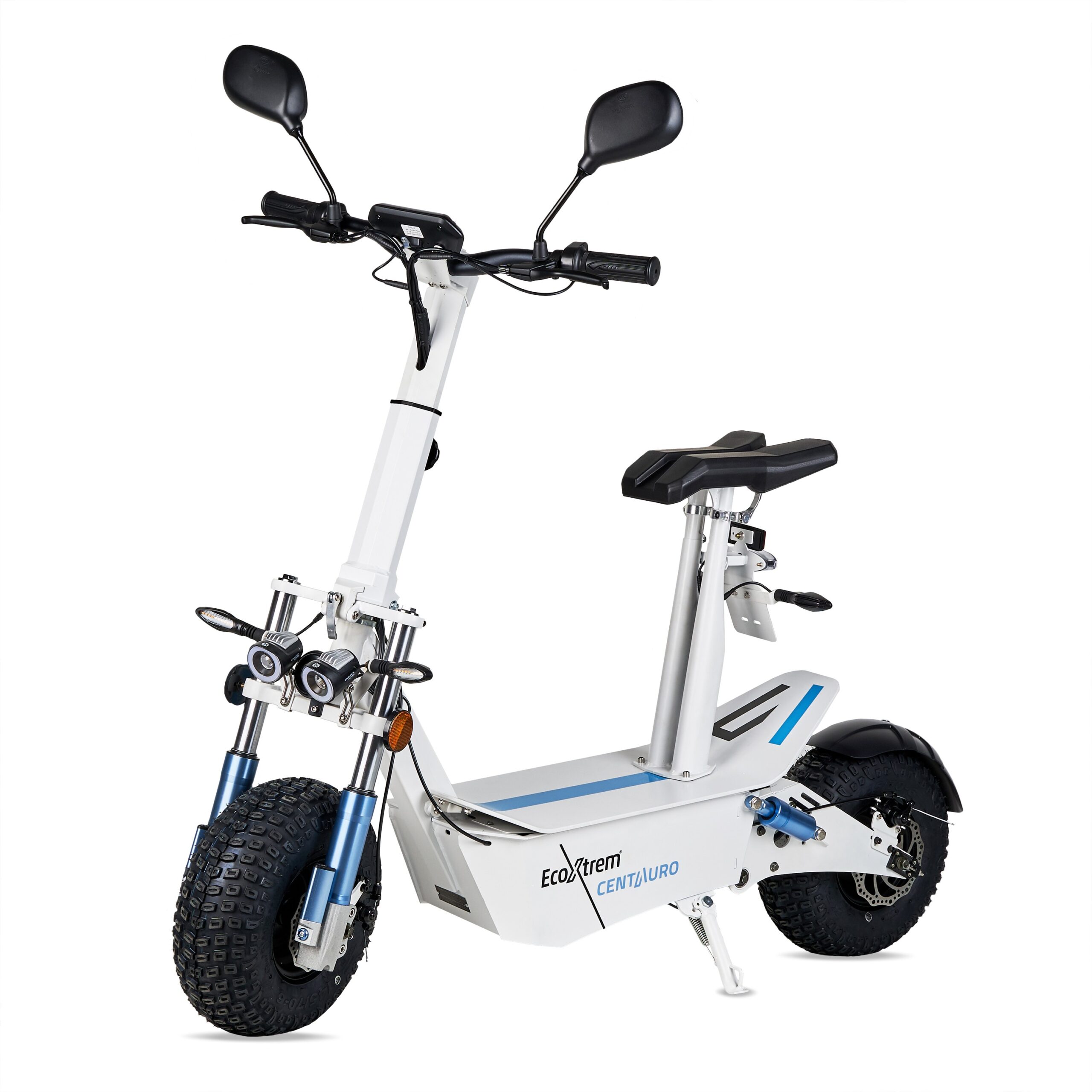 Patinete elétrico Centauro legalizado com assento e tela LCD XXL branca