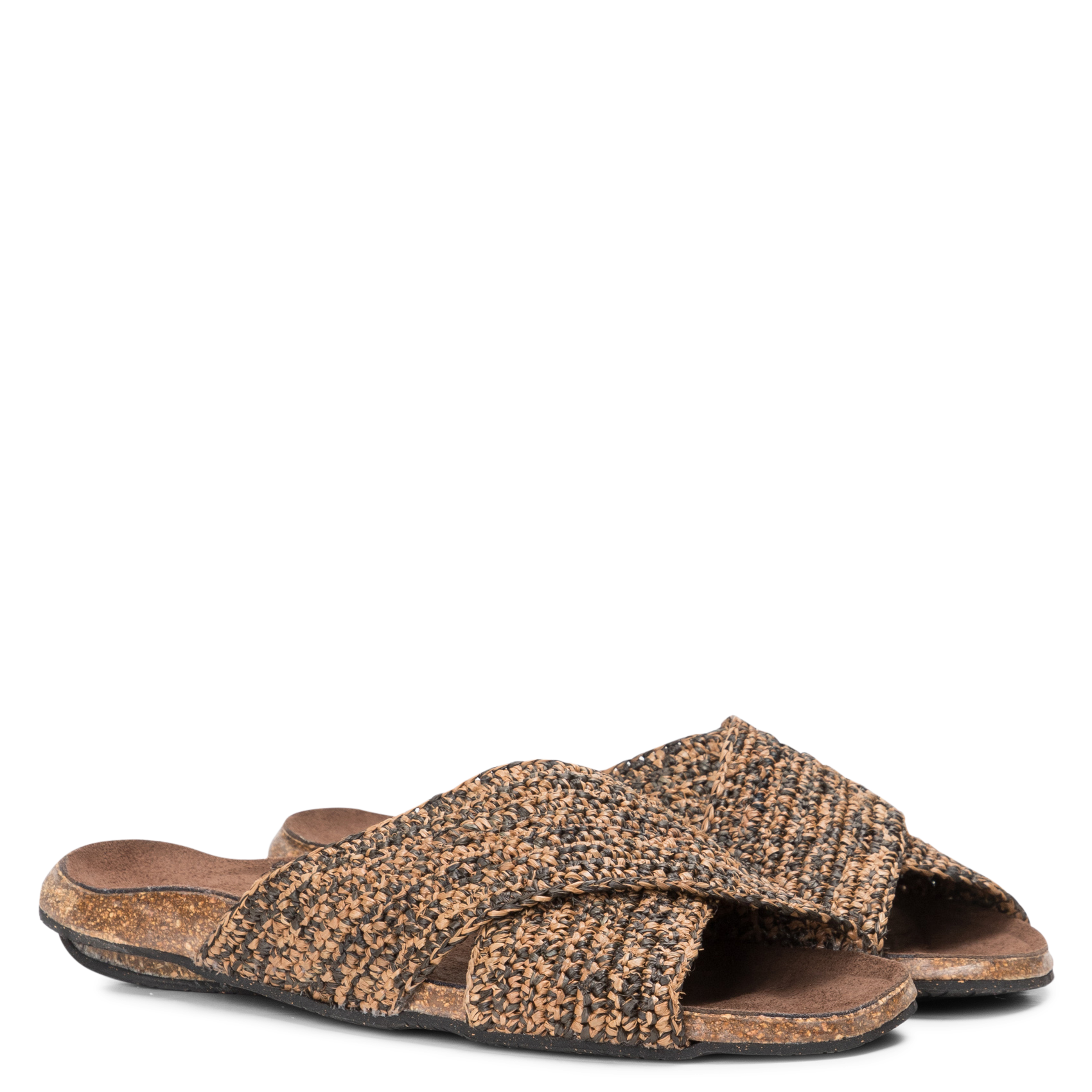 LIZZIE - Sandales plates en Raphia| Marron