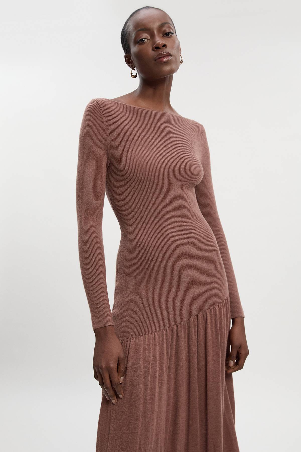 KarenMillen Robe Longue Tricotée Transparente en Mélange de Laine